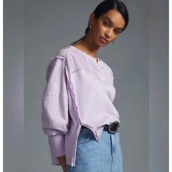 Anthropologie Pilcro loose fit cut blouse small eyelet - Picture 2 of 6